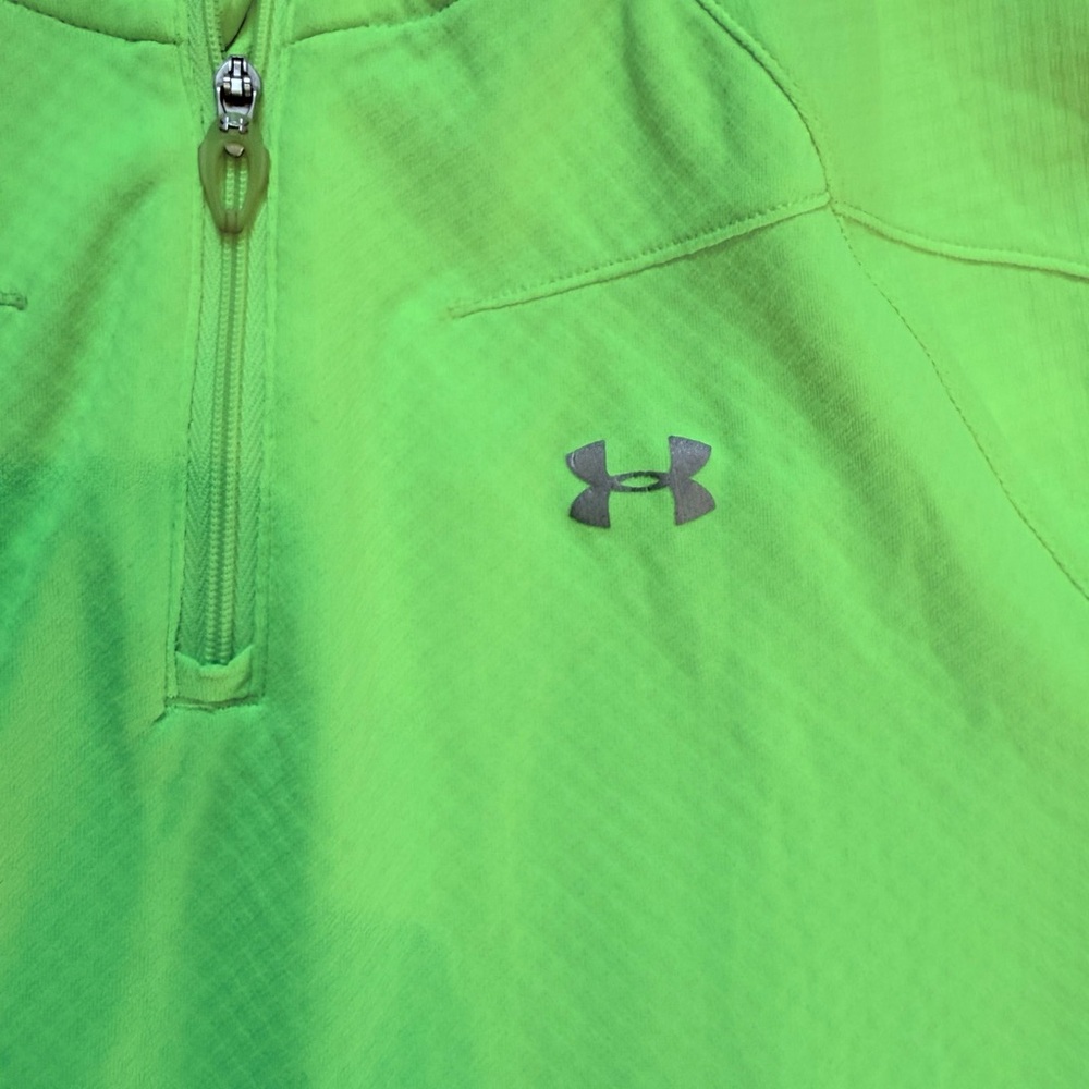 Under Armour Women’s Neon Green Semi-Fitted Heat Gear 1/4 Zip Long Sleeve Sz S - Picture 4 of 11